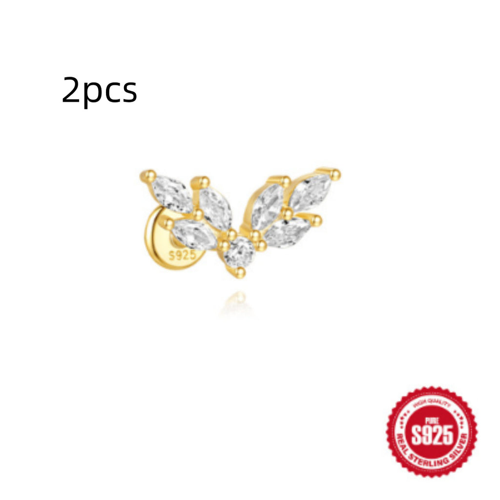 S925 Sterling Silver Water Drop Earrings Flat Spiral Puncture