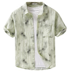 Summer Cool Linen Printed Simple Short Sleeve Shirt