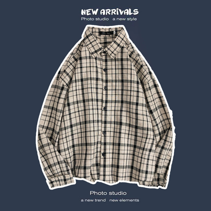 Loose Fashion Personality Men's Retro Plaid Coat