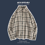 Loose Fashion Personality Men's Retro Plaid Coat