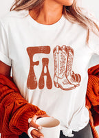 White FALL Boots Cracking Graphic T Shirt