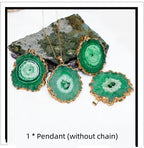 Irregular Natural Stone Gold-plated Flowers Pendant