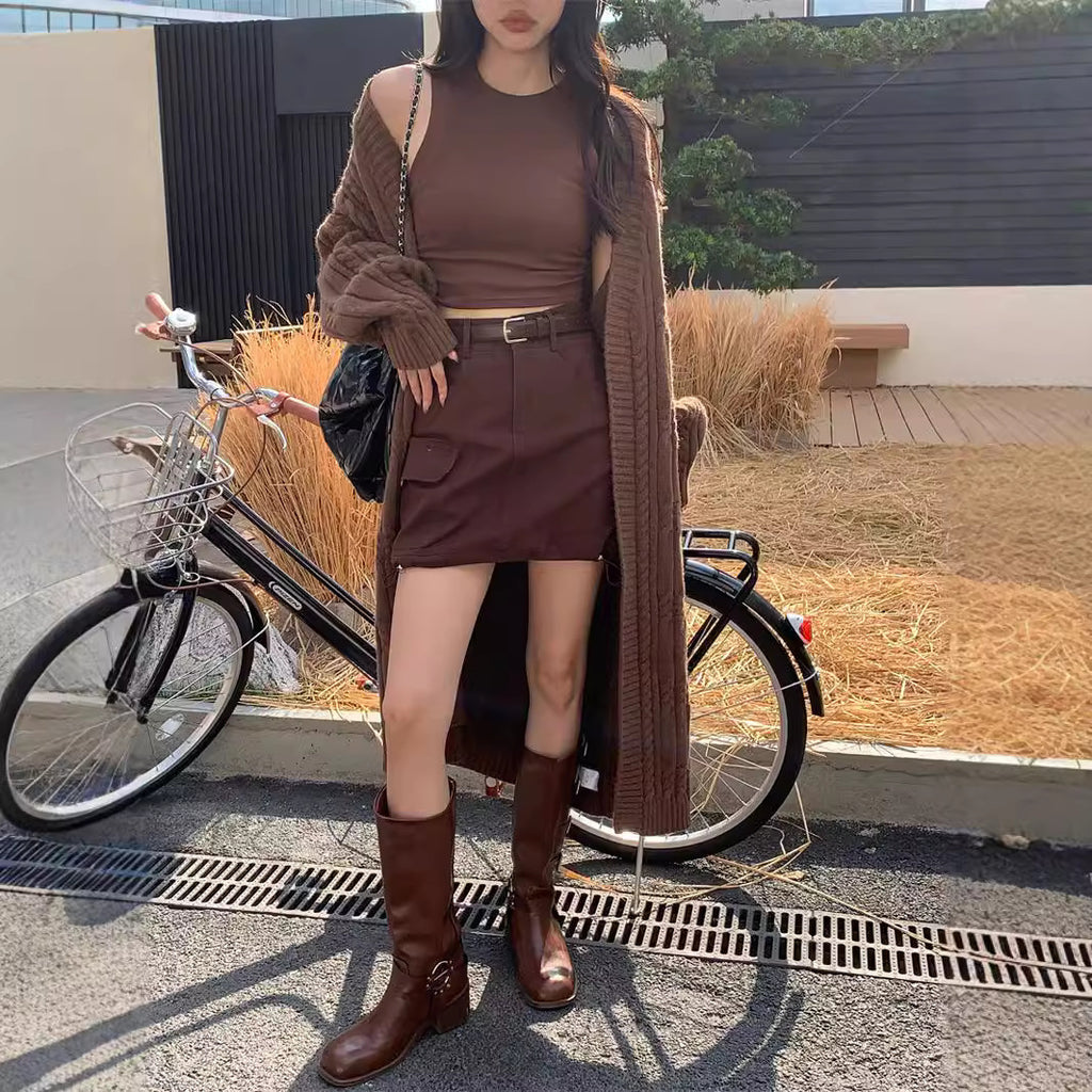 Women's Long Sweater Cardigan Thickened Twist Knitted Coat