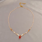 New Chinese Retro Natural Stone Pearl Crystal Necklace For Women