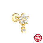 S925 Sterling Silver Moon Diamond Embedded Star Ear Rings