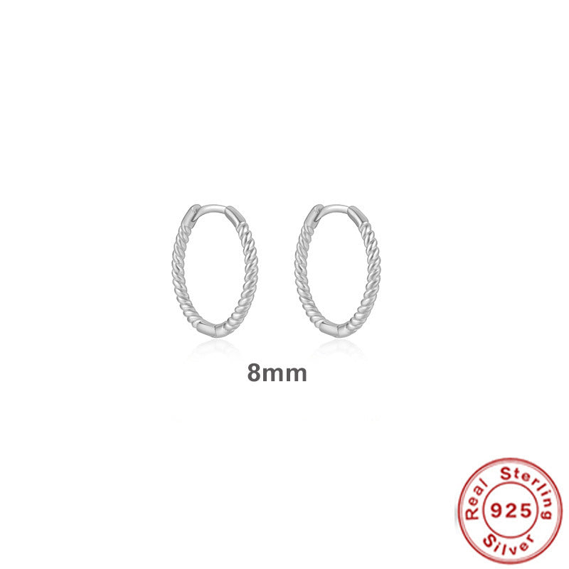 Twist S925 Sterling Silver Hipster Twisted String Round Ring Earrings