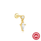 S925 Sterling Silver Geometric Kite Rhinestone-encrusted Chain Tassel Flat Head