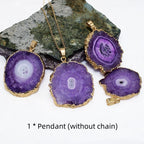 Irregular Natural Stone Gold-plated Flowers Pendant