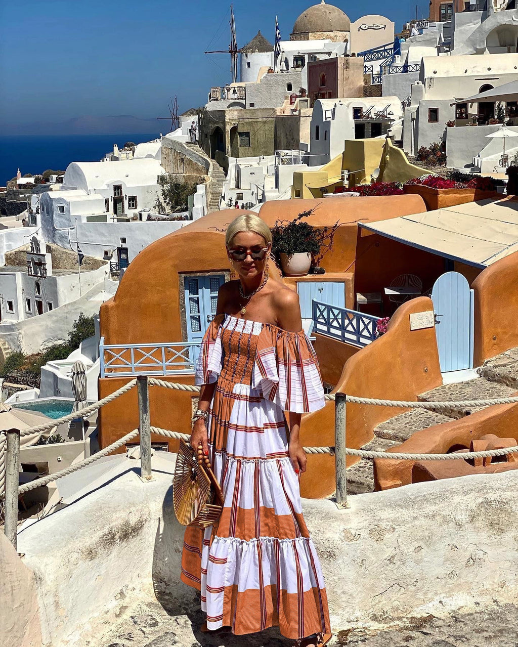 Women's One Shoulder Boho Print Dress