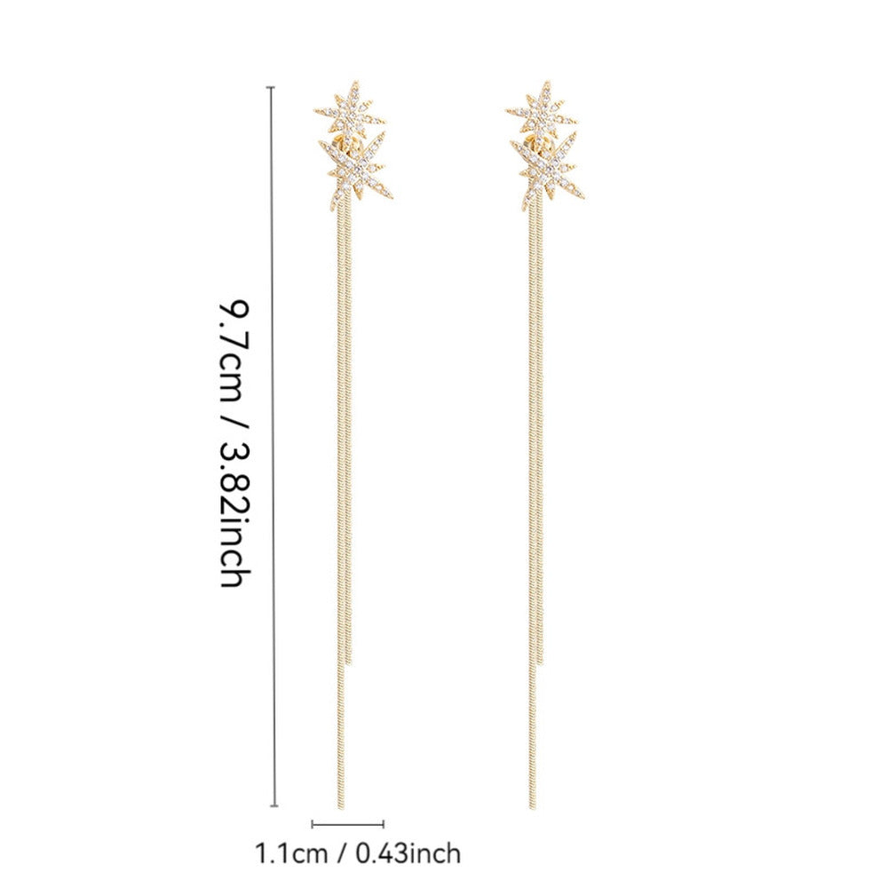Women's Korean Style Long Tassel Drop Earrings Elegant Lightweight Statement Gold Plated Fashion Jewelry Wholesale