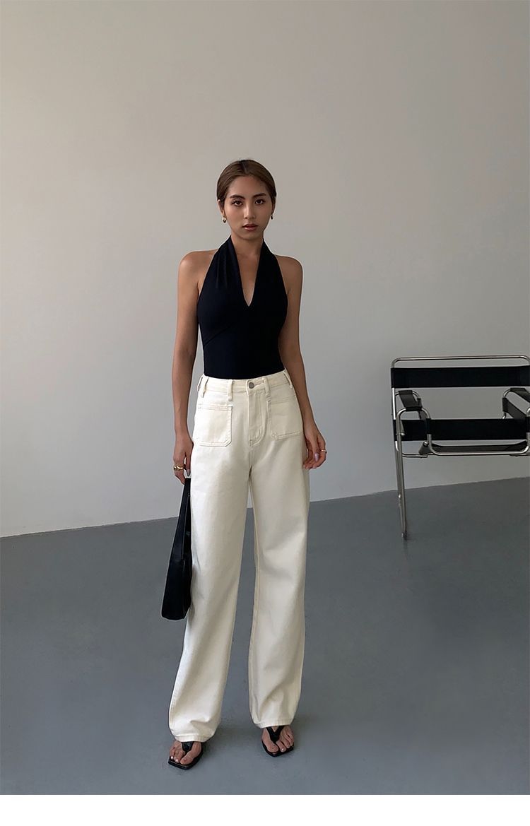 Advanced Sense Black V-neck Halterneck Vest