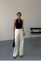 Advanced Sense Black V-neck Halterneck Vest