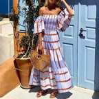 Women's One Shoulder Boho Print Dress