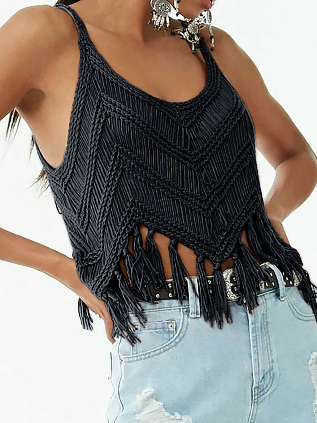 Women's Knitwear Tassel Pullover Hollow Out