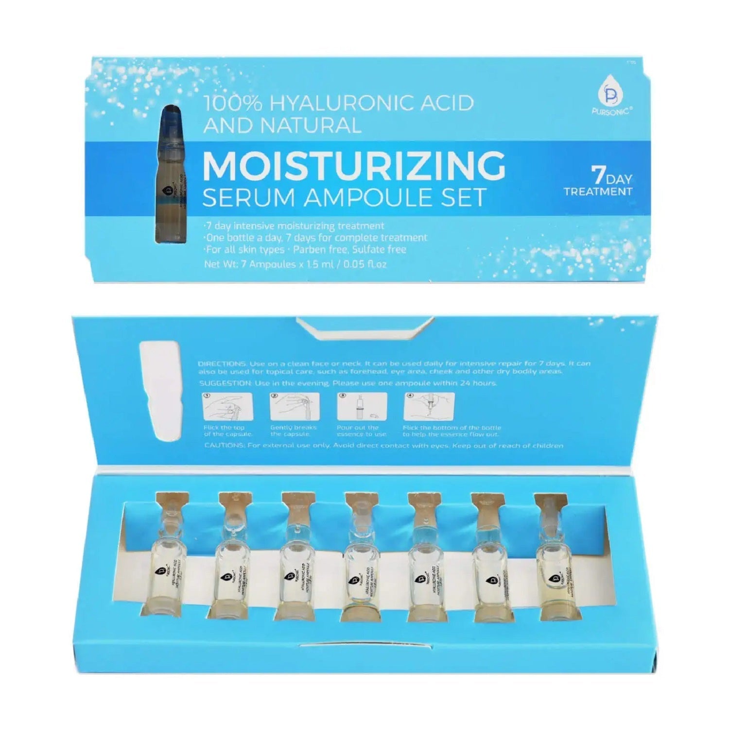 100% Hyaluronic Acid & Natural Moisturizing Serum Ampoule Set-0