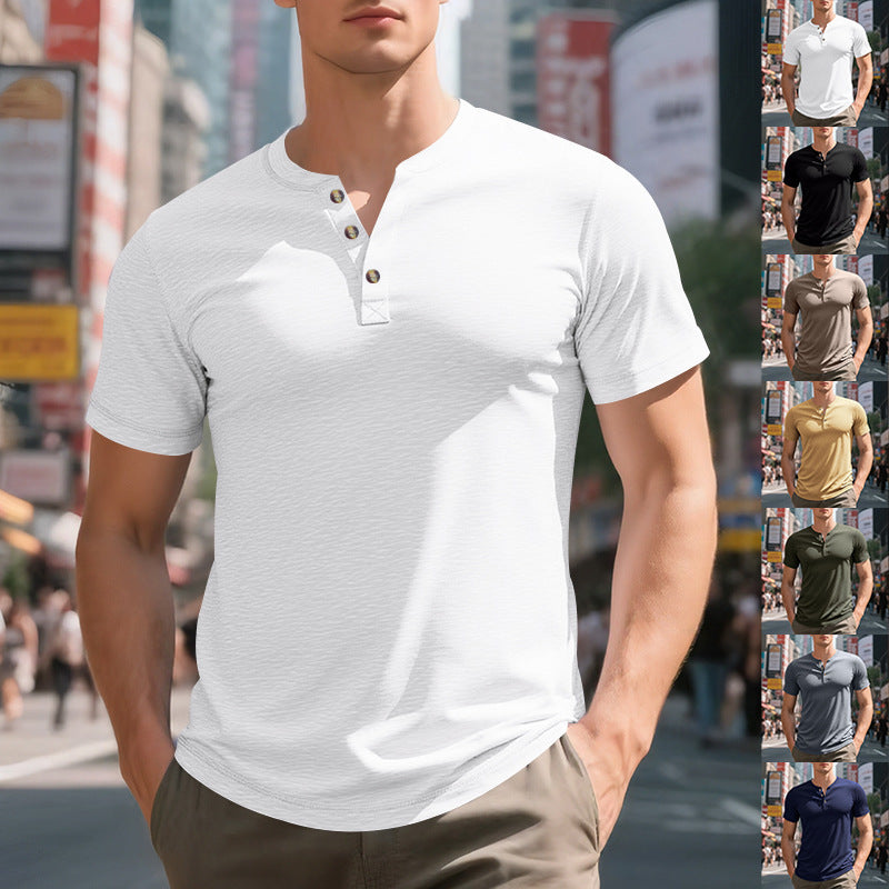 Muscle Bamboo Retro Henley Shirt Short Sleeve