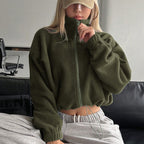 Short Autumn And Winter Stand-up Collar Thick Lamb Wool Drawstring Coat Women