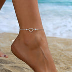 Fashion Simple Style Anklet Heart-shaped Pendant Adjustable