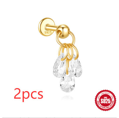 S925 Sterling Silver Moon Diamond Embedded Star Ear Rings