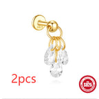 S925 Sterling Silver Moon Diamond Embedded Star Ear Rings