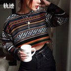 Color Matching Personality Sweater Women's Fall Winter Fashion Top