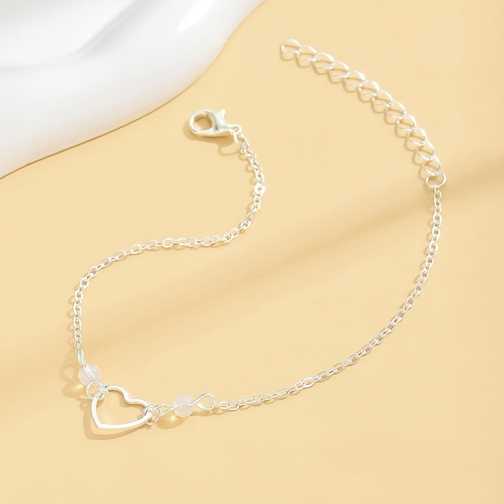 Fashion Simple Style Anklet Heart-shaped Pendant Adjustable