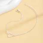 Fashion Simple Style Anklet Heart-shaped Pendant Adjustable