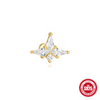 S925 Sterling Silver Geometric Kite Rhinestone-encrusted Chain Tassel Flat Head