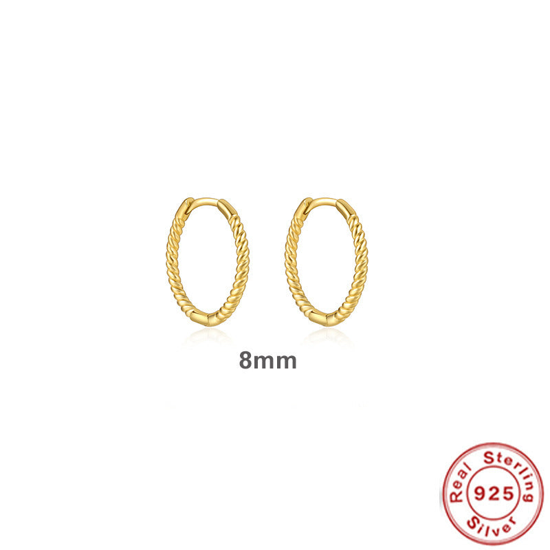 Twist S925 Sterling Silver Hipster Twisted String Round Ring Earrings