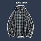 Loose Fashion Personality Men's Retro Plaid Coat