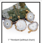 Irregular Natural Stone Gold-plated Flowers Pendant