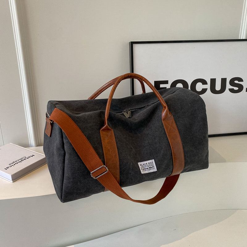 Short Distance Folding One-shoulder Canvas Portable Crossbody Travel Big Bag