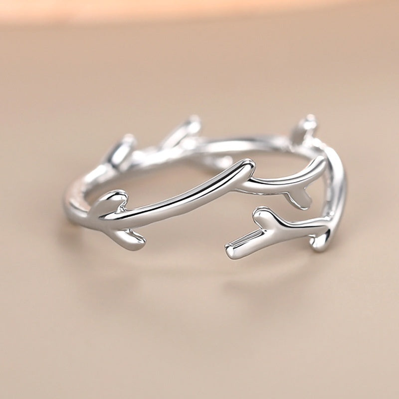 Minimalist Branches Classic Opening Adjustable Ring