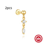 S925 Sterling Silver Water Drop Earrings Flat Spiral Puncture