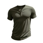Muscle Bamboo Retro Henley Shirt Short Sleeve