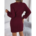 Womens Long Sleeve Sweater Dress Sexy Cut Out Bodycon Mini Fall Dress Trendy Ribbed Ladies Winter Sweater