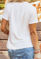 White FALL Boots Cracking Graphic T Shirt