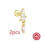 S925 Sterling Silver Moon Diamond Embedded Star Ear Rings