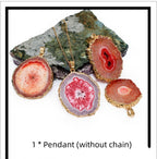 Irregular Natural Stone Gold-plated Flowers Pendant