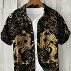 Men's Versatile Casual Loose Button Printed Shirt