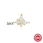 S925 Sterling Silver Geometric Kite Rhinestone-encrusted Chain Tassel Flat Head