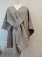 Fur Collar Fur Ball Knitted Cardigan Cape And Shawl