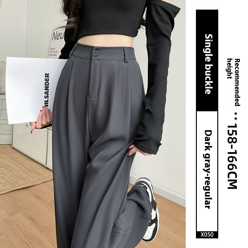 Loose Ice Silk Drape Wide-leg Straight Trousers
