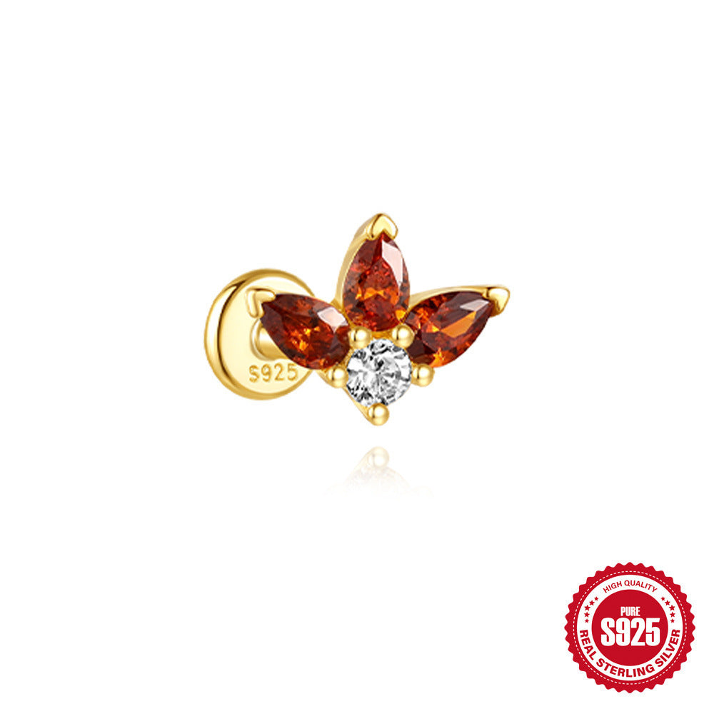 S925 Sterling Silver Water Drop Earrings Flat Spiral Puncture