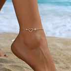 Fashion Simple Style Anklet Heart-shaped Pendant Adjustable