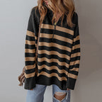 Fall Color-blocking Printed Pullover Long Sleeve Sweater