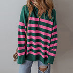 Fall Color-blocking Printed Pullover Long Sleeve Sweater