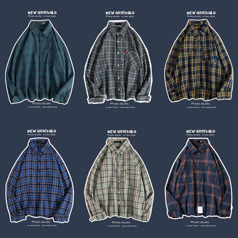 Loose Fashion Personality Men's Retro Plaid Coat