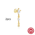 S925 Sterling Silver Geometric Kite Rhinestone-encrusted Chain Tassel Flat Head