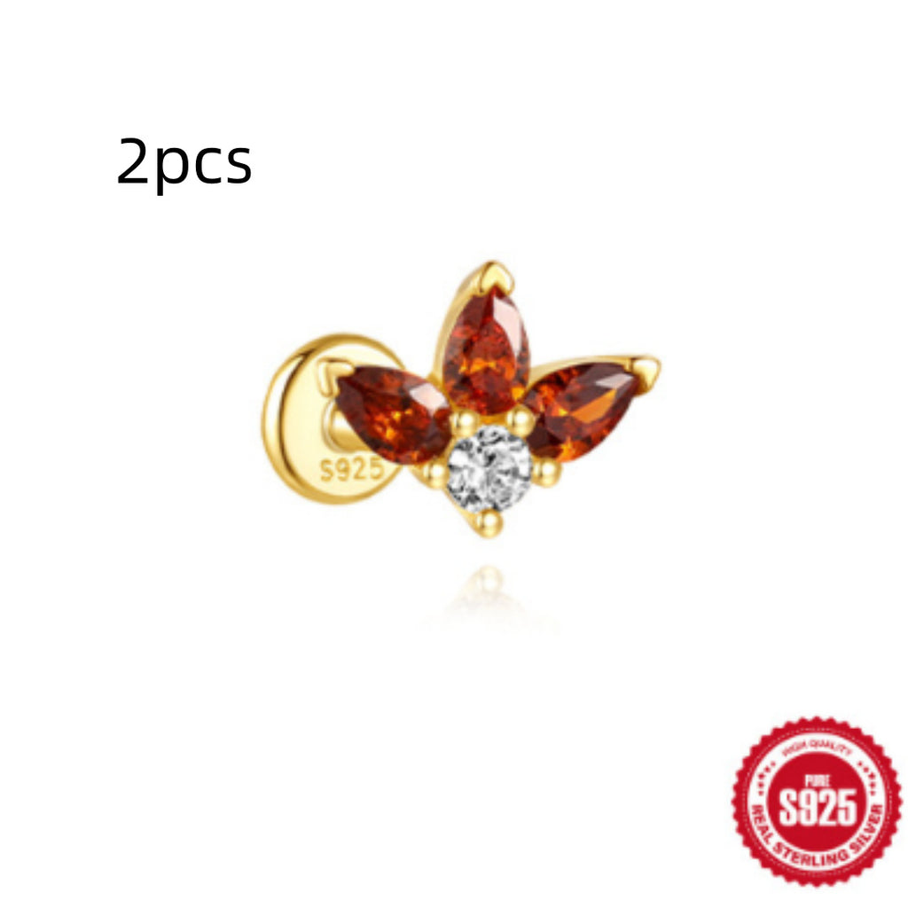 S925 Sterling Silver Water Drop Earrings Flat Spiral Puncture